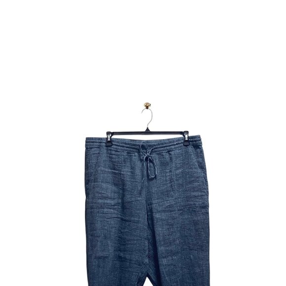J.Jill Pure Jill Linen Blend Cropped Drawstring Pants Blue Size XL Coastal Boho - Picture 7 of 13